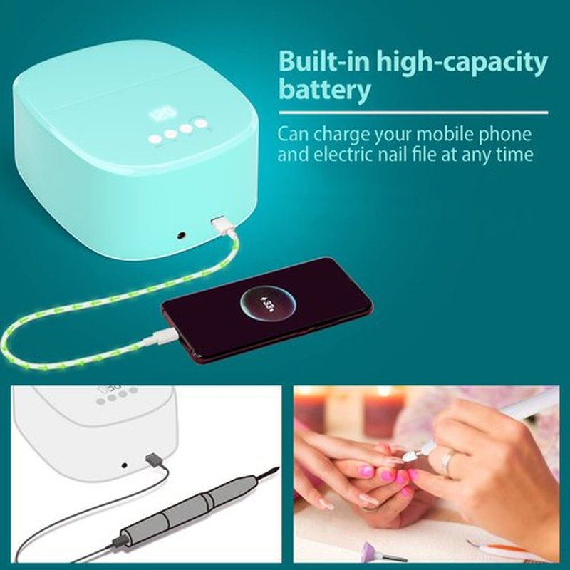 BETE Cordless LED Nail Lamp, 60W Rechargeable Dryer for Curing Polish, USB Port for Charging Phone and Drill, Portable Professional Blue