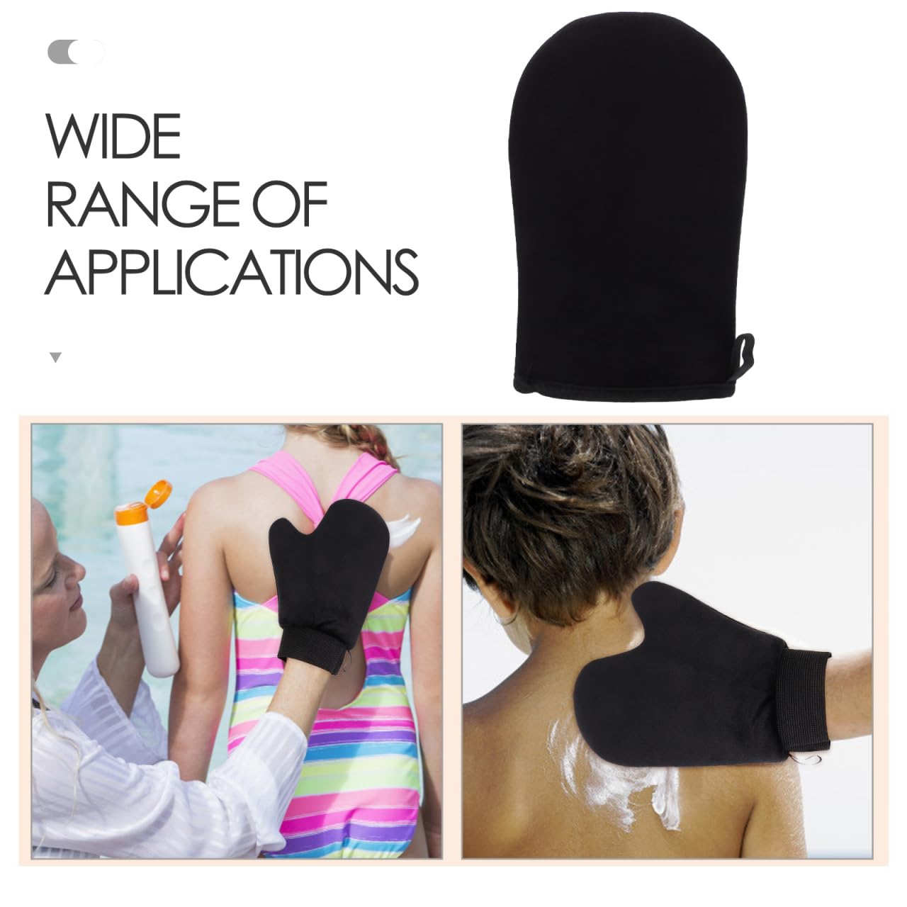 Frcolor Self Tanning Mitt Black Flocked Glove for Even Application of Body Lotion and Self Tanner Back Applicator Safe Sunless Tanning Tool