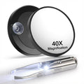 Ceoighe LED Lighted Tweezers & 40X Magnifying Mirror with Suction Cup Set, 2 in 1 Hands-Free Makeup Mirror with Light and Precision Light Up Tweezers