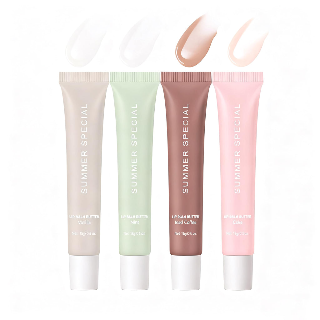 YumSova 4PCS Summer Lip Gloss Lipstick, Containing Natural Oils And Fruit Extracts, Can Soothe And Soften Dry Lips, Keep Moisture For A Long Time, And Is Not Sticky (4PCS)