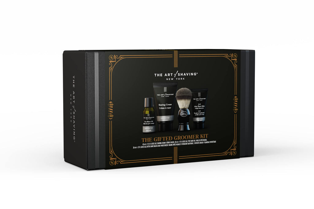 The Art of Shaving Unscented Gifted Groomer Kit - Pre-Shave Oil, Shaving Cream, Shaving Brush & After-Shave Balm, 4 count (Pack of 1)