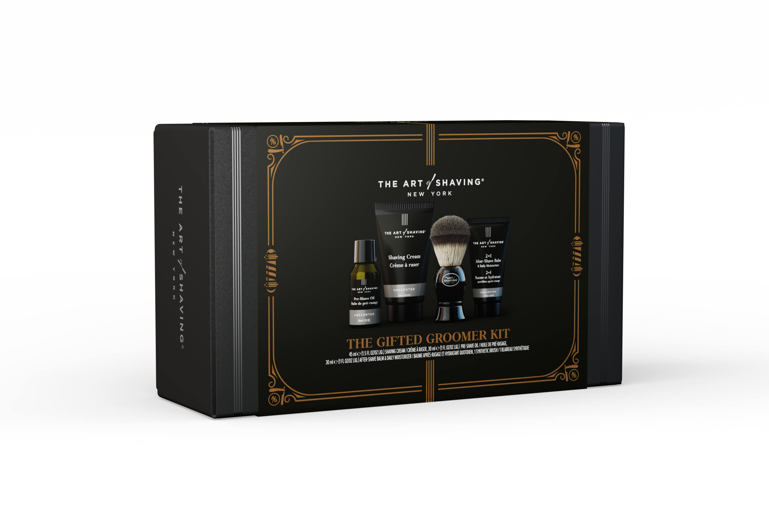 The Art of Shaving Unscented Gifted Groomer Kit - Pre-Shave Oil, Shaving Cream, Shaving Brush & After-Shave Balm, 4 count (Pack of 1)