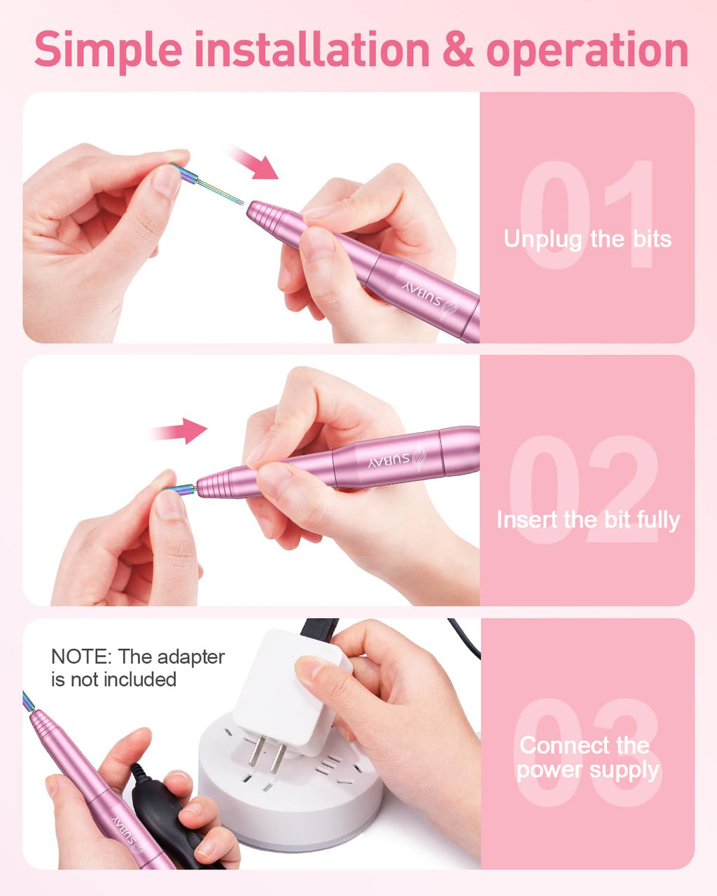Electric Nail Drill 20000RPM Portable Nail File Nail for Acrylic Gel Nail