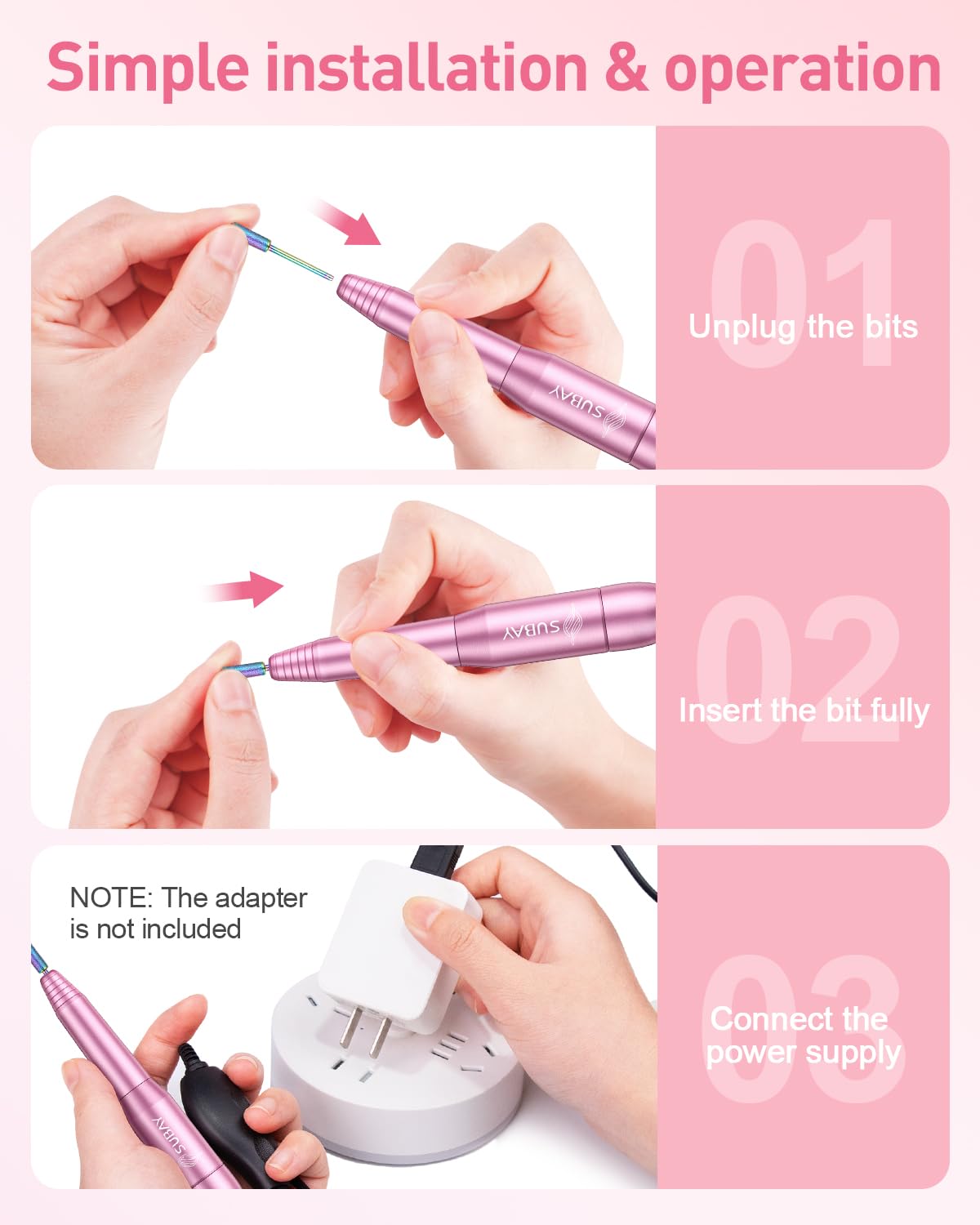 Electric Nail Drill 20000RPM Portable Nail File Nail for Acrylic Gel Nail