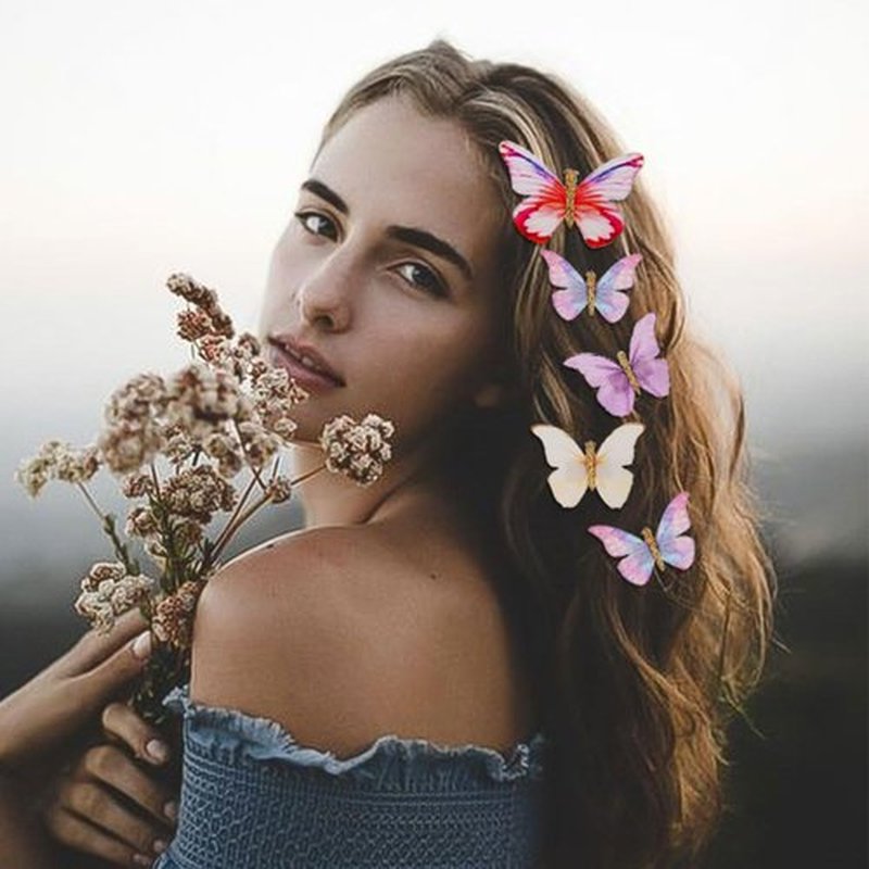 18Pcs Butterfly Clips with Rhinestones for Teens Women Y2K Glitter Hold Jaw Clips - Cute Headwear Gifts for Wedding, Back to School Hair Accessory, Purple