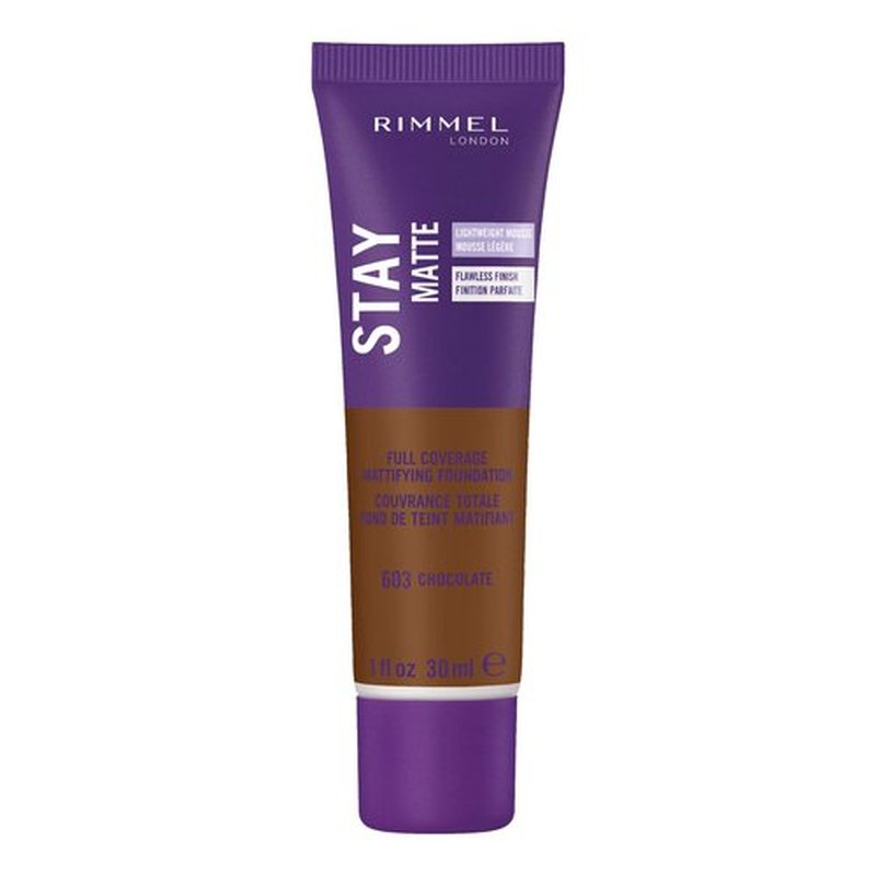 Rimmel London Stay Matte Liquid Mousse - 603 Chocolate - Foundation, Lightweight, Shine Control, Oil-Free, 1oz