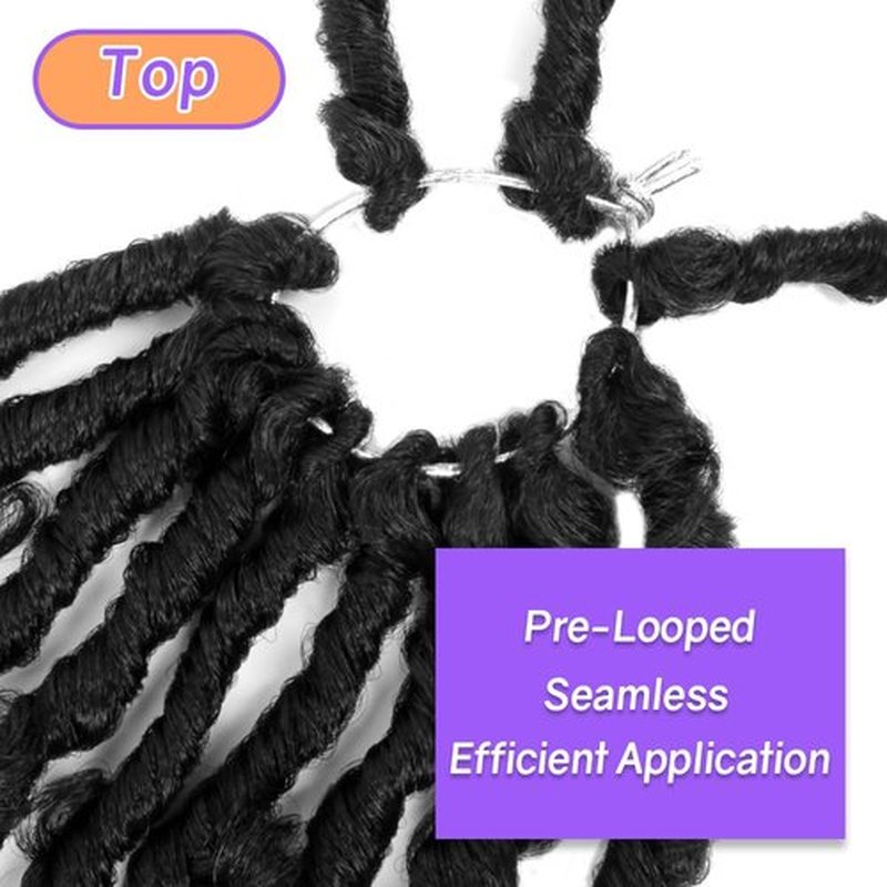 Crochet Butterfly Locs with Curly Ends 14 Inch, Boho Distressed Butterfly Locs Crochet Hair, Black Bohemian Goddess Faux Butterfly Braids with Curly Ends (6 Packs, 1B)
