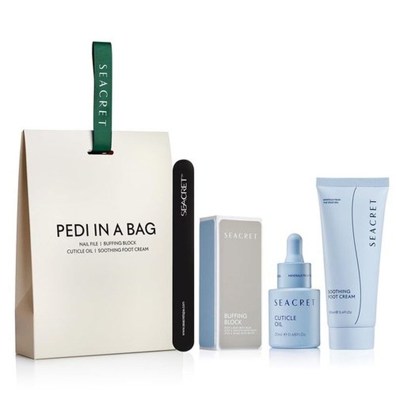 SEACRET Nail Care Kit - Luxury Dead Sea Spa Gift Set for Women, Complete Manicure System with Cuticle Oil, Buffer Block & Full-Size Body Lotion, Natural Nail Repair & Shine, Paraben-Free, 4-Piece Kit