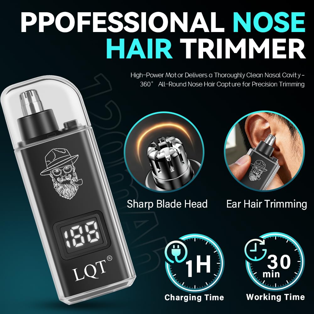 Hair Clippers for Men with LED Display, 4-Piece Cordless Grooming Kit with Hair Clipper, Beard Trimmer, Foil Shaver, Nose Trimmer, Complete Rechargeable Set for Home Barber