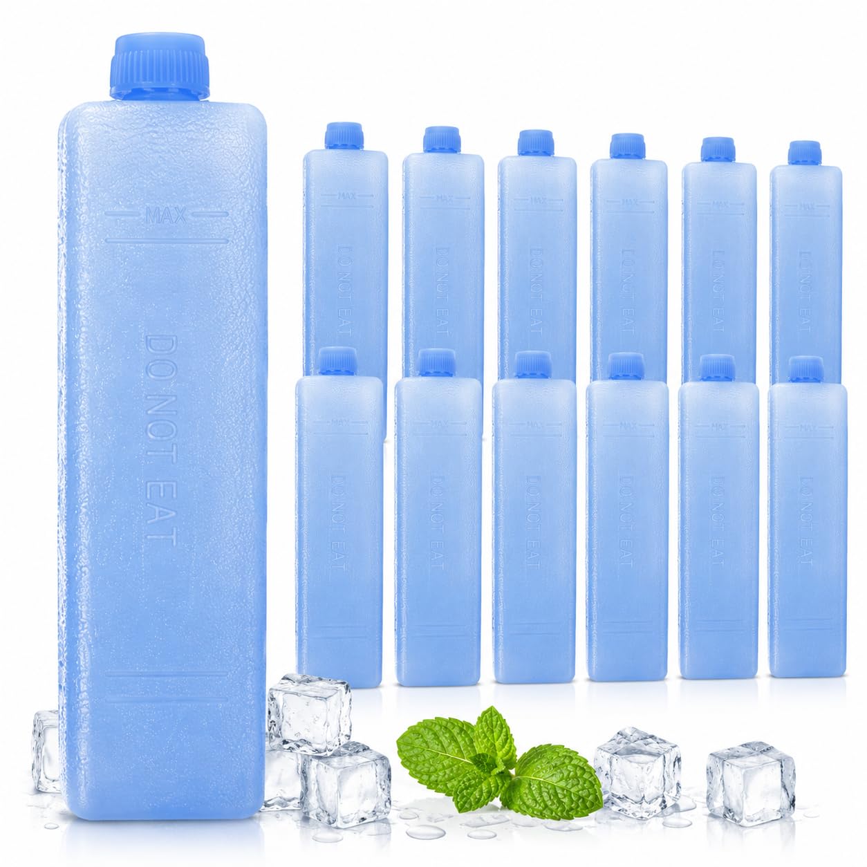 Housoutil 12pcs Reusable Ice Packs, Ice Packs for Cooler Lunch Bags Breastmilk Storage Bottle Daily Use Freezer Air Conditioner Fan