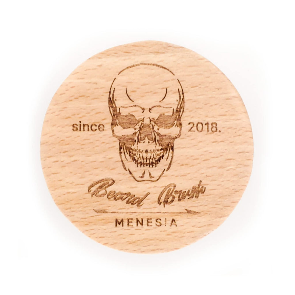 Menesia Small Round Beard Brush, Boar Bristle Wooden Brush for Travel