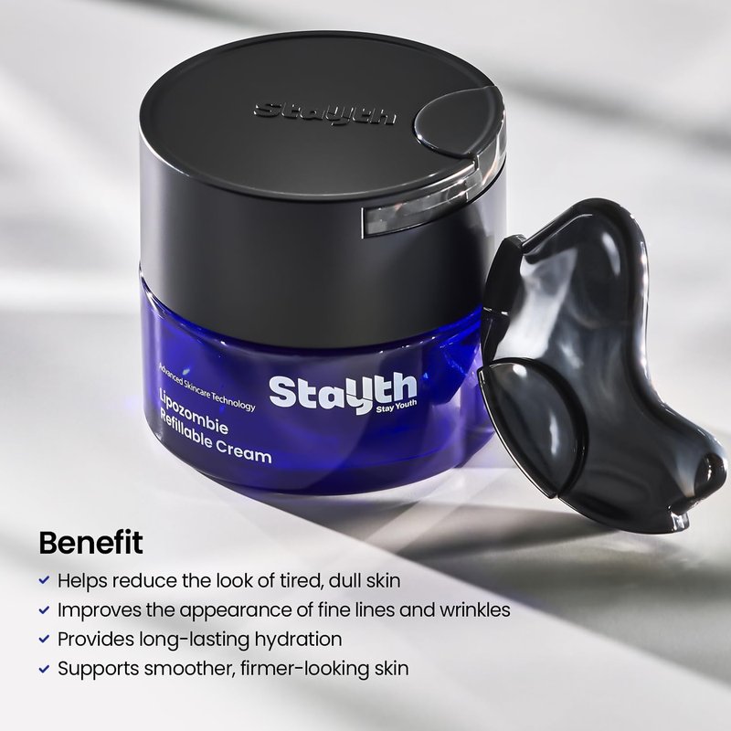 Zombie Reset Cream - Refillable Hydrating Face Moisturizer with Peptides & Liposome | 50ml for Smooth, Radiant Skin