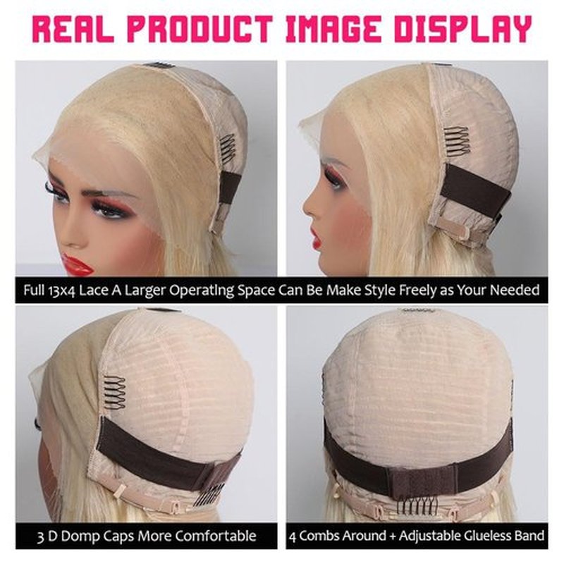 CYSDRH Blonde Bob Wig Human Hair 13x4 HD Lace Frontal Glueless Wigs Human Hair for Black Women 180 Density Pre Plucked 100% Brazilian Virgin Blonde Wigs Human Hair - 10 Inch Skinlike 613 Bob Wig