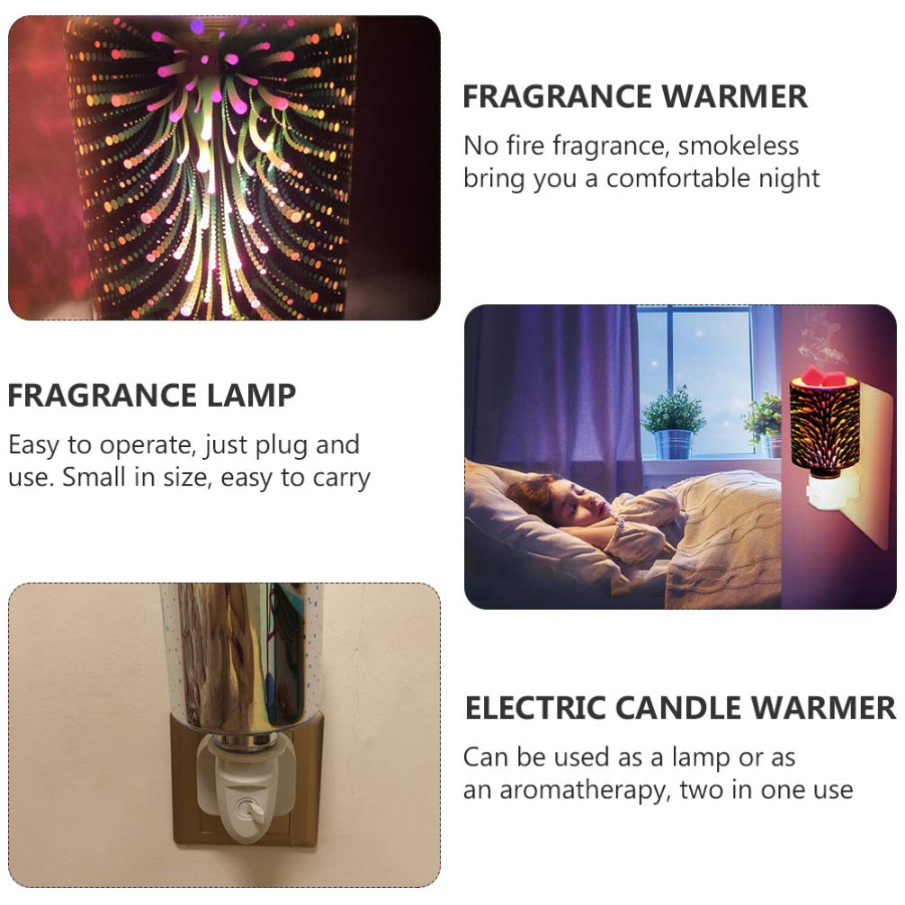 Uonlytech Electric Wax Melt Warmer Plug-in Glass Fragrance Warmer Oil Burner Scent Wax Tart Warmer Lamp Night Light for Spa Wedding Home Decor