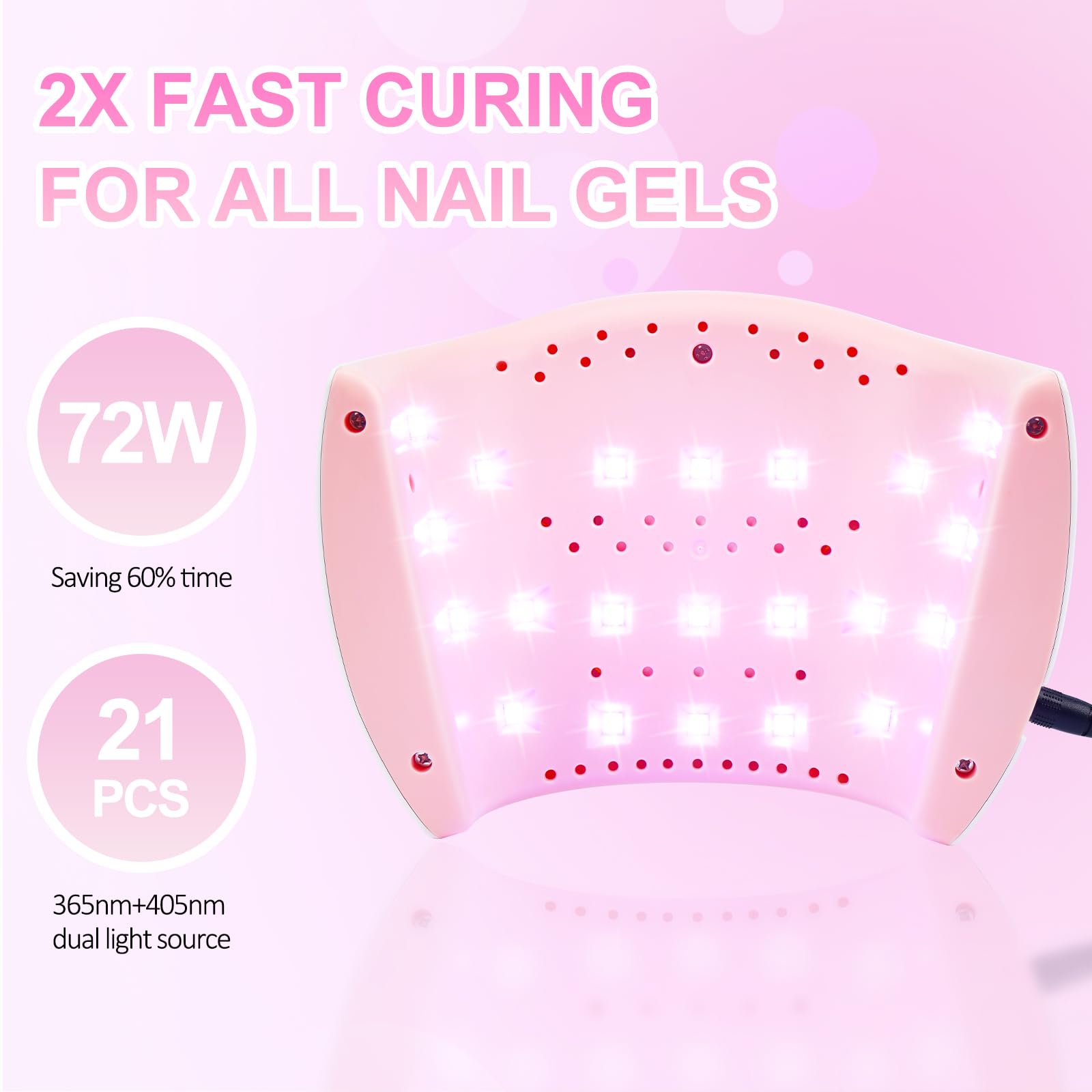 Wisdompark UV Nail Lamp, 72W UV Light for Gel Nails with 21 LED Lights Nail Lamp 3 Speed Timer Fast Curing Poly Gel Polish, Professional Manicure Lamps for Home Salon Nail Art Tools
