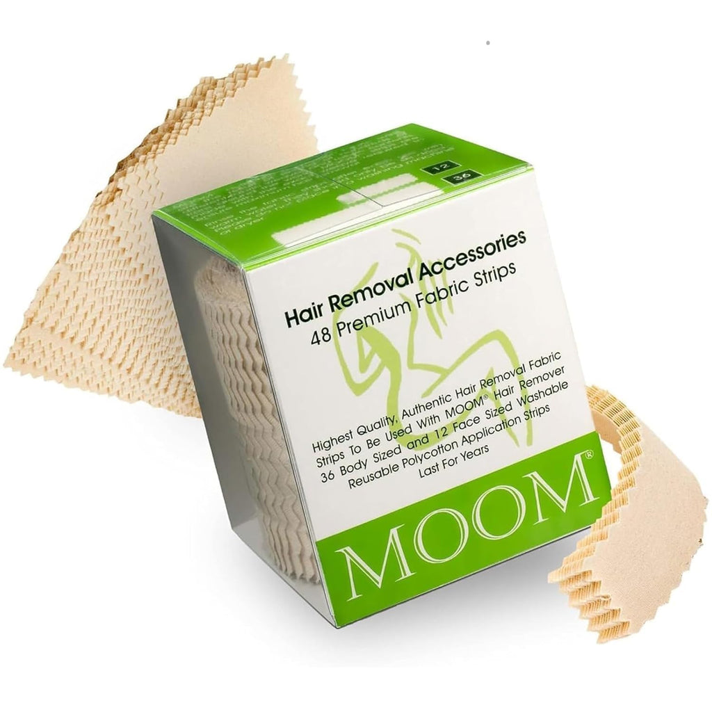 MOOM Wax Strips for Hair Removal - 48 Reusable Strips for Body & Facial