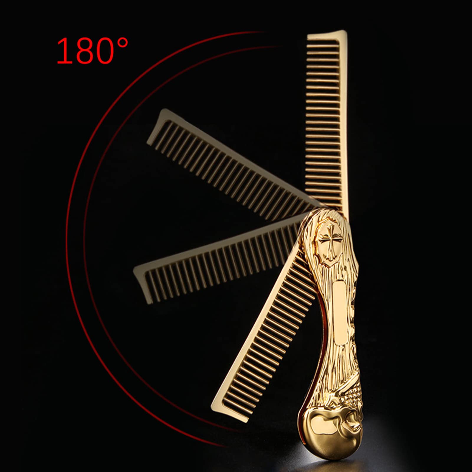 Foldable Hair Comb for Men & Women – Anti-Static Zinc Alloy Pocket Hairdressing Brush, Mini Beard & Mustache Styling Tool, Folding Barber Hair Comb for Travel, Home & Salon (Gold)