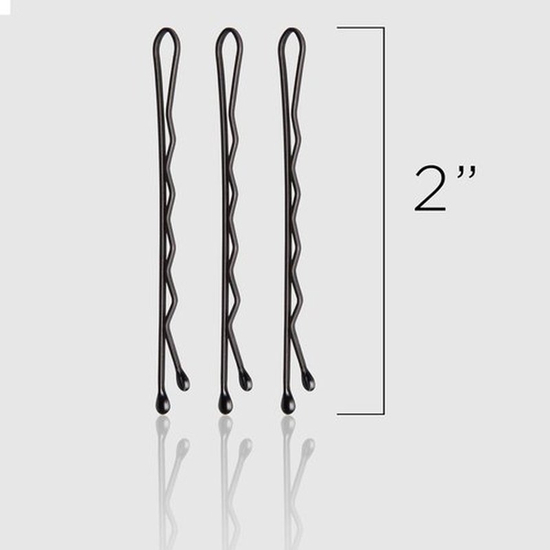 Fromm 2 Matte Black Bobby Pins - Crimped Non-Slip Hair Pins for All-Day Secure Styling | 600-Pack