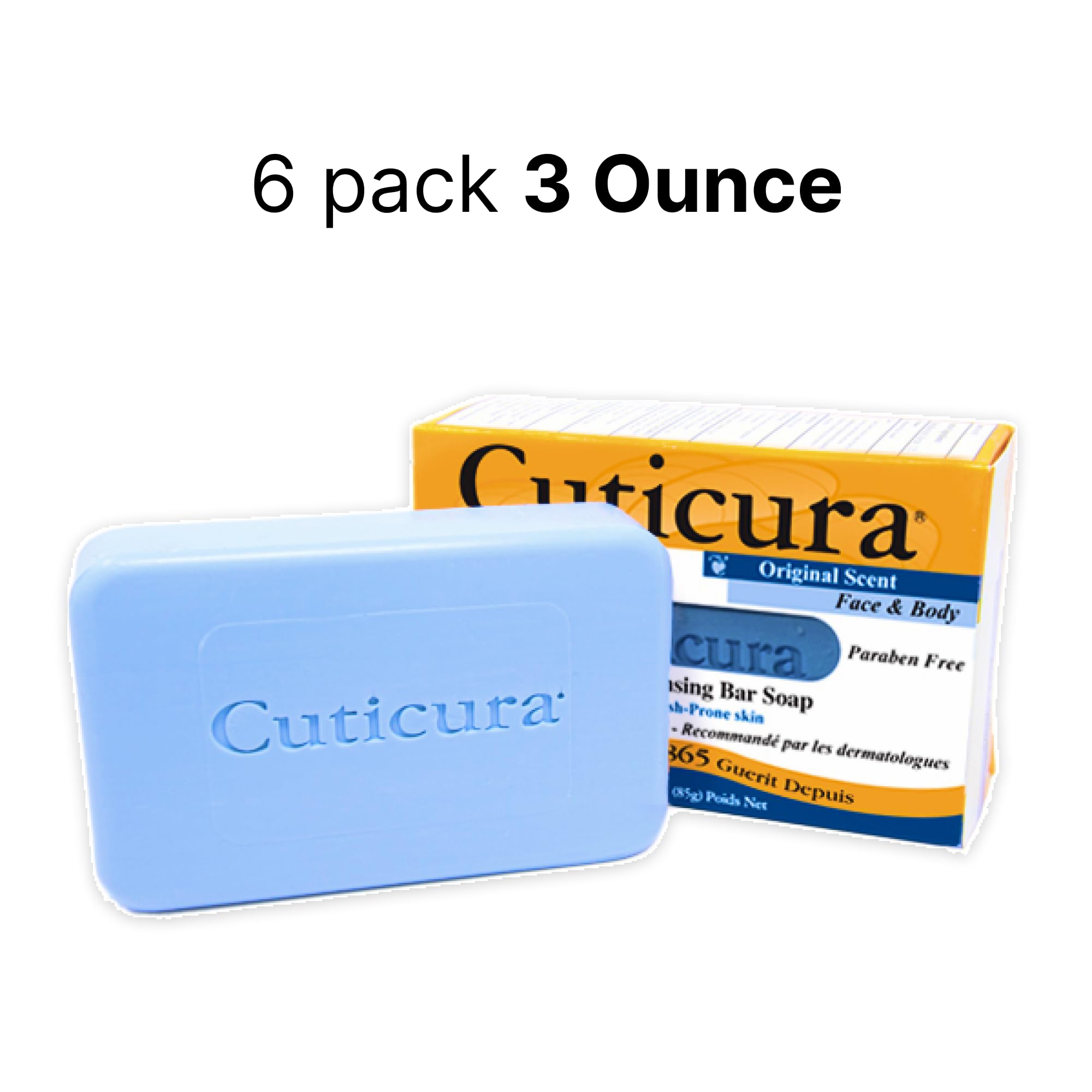 Cuticura Official Deep Cleansing Face and Body Soap - 3 oz (Pack of 6)