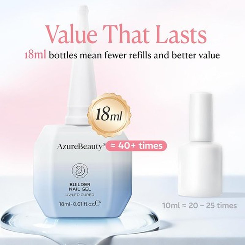 AZUREBEAUTY Builder Gel - 7-in-1 Nude Pink Nail Strengthener | 18ml Beginner-Friendly DIY Gel