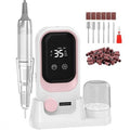 Portable Electric Nail Drill, 35000 RPM Professional Electric Nail File, Cordless Nail Drill with Bits & Base (White & Pink)