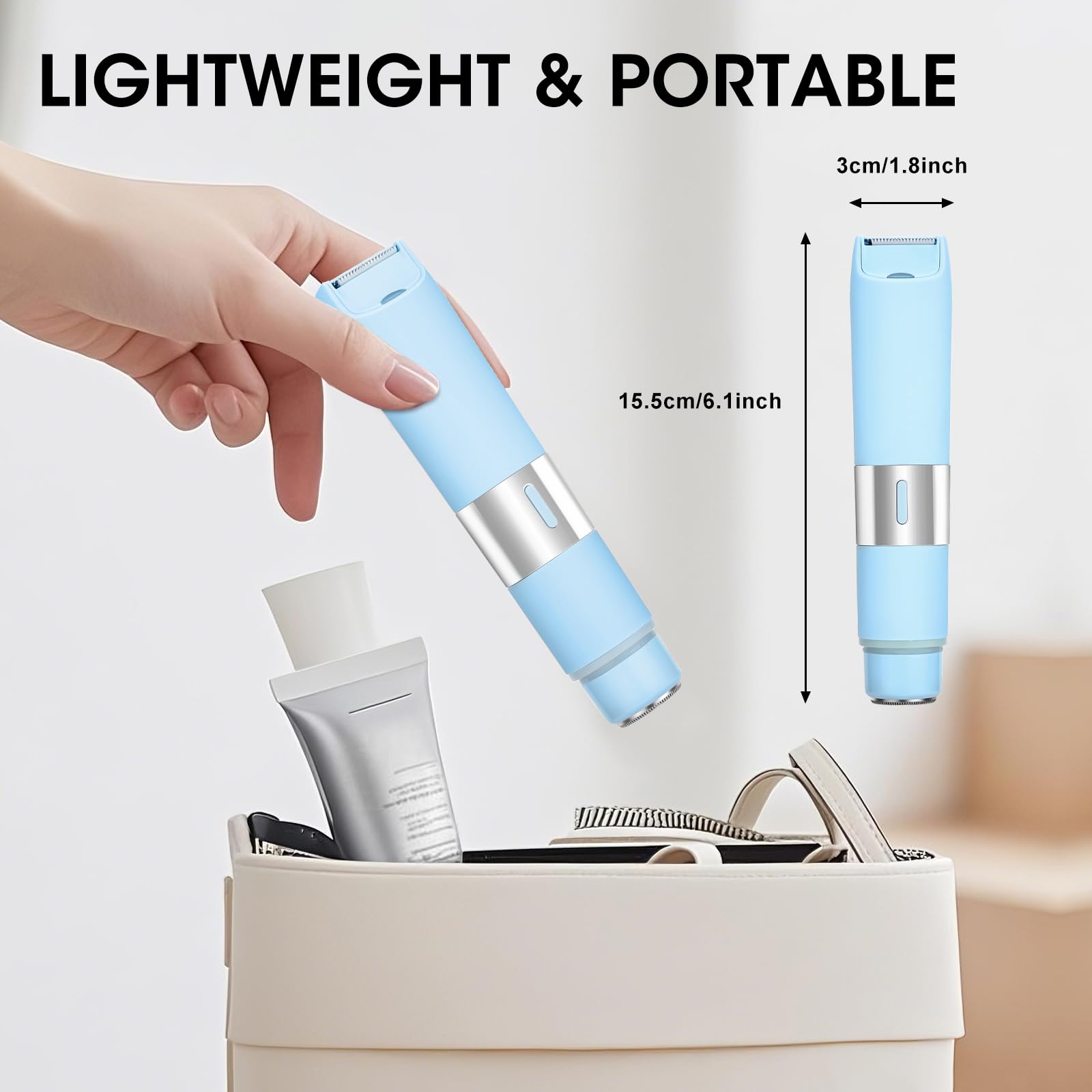 Qreeyx Dual Head Electric Shaver Bikini Trimmer for Women, IPX4 Waterproof Wet & Dry Use Body Trimmer for Face Lip Chin Pubic Underarm Legs, 80Mins Runtime, Travel-Friendly, Ideal Gift for Women