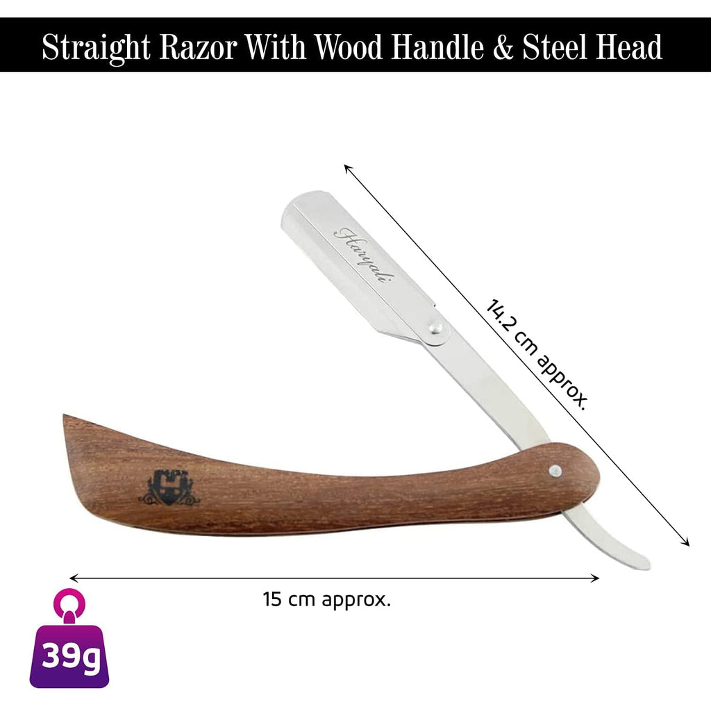 Haryali Professional Barber Straight Edge Razor For Men With Wood Handle
