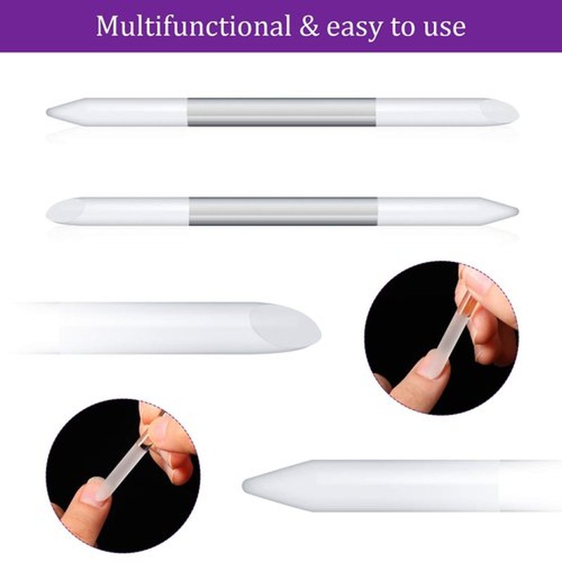 Mudder 6 Pack Crystal Glass Fingernail File with Case for Natural Nail and Cuticle Pusher Dual Ended Manicure Stick Set Nail Care Large Small Portable Tool Gift for Women Pastel Green Violet(Purple)