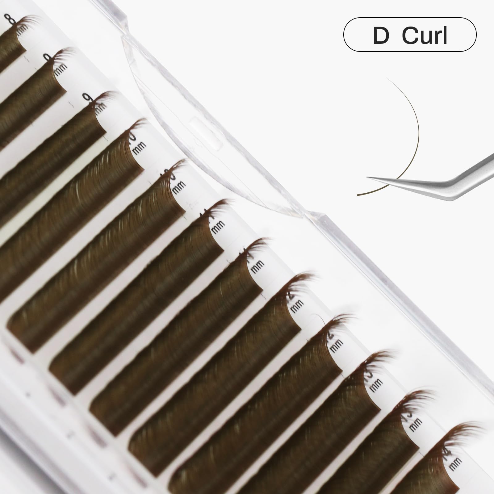 NATUHANA Classic Volume Lash Extensions 0.07 D Curl 8-14mm Mix Tray Brown