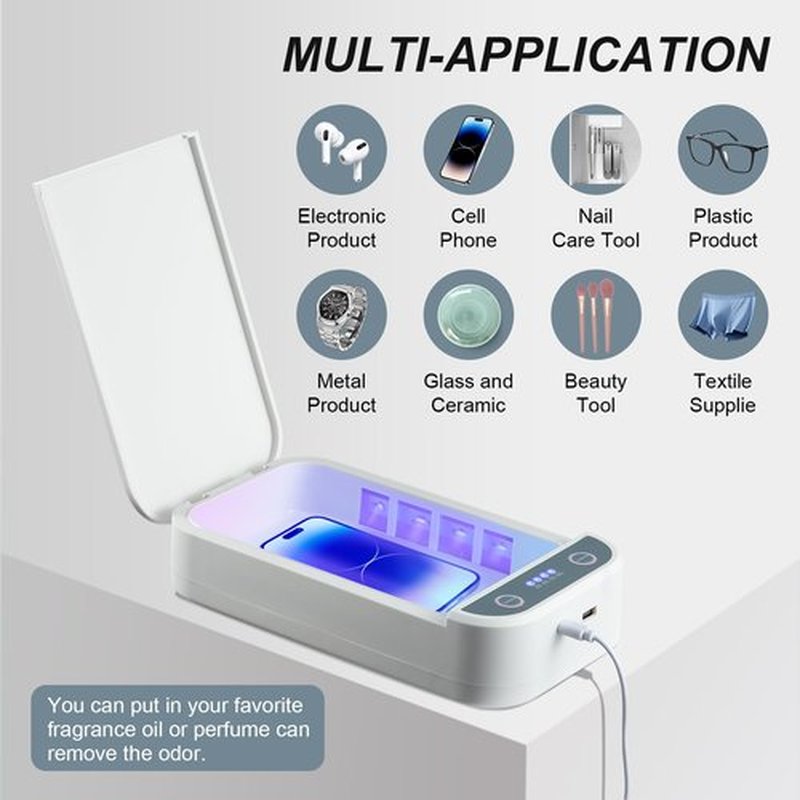 Soiiw Nail Tool Sterilizer Box Portable with Blue Light,USB Sterilizer Cleaning Box for Nail Salon, Tweezers, Jewelry, Phone, Manicure Tools