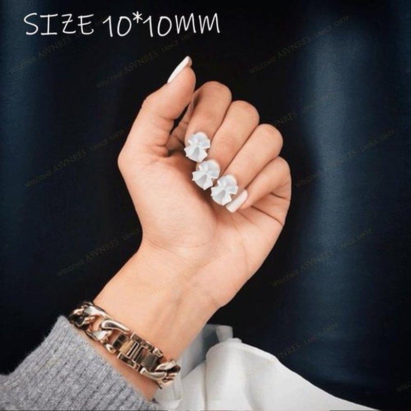 200Pcs Bow Nail Charms for Nails Accessories - White Bow-Knot for Nails Design Nail Art Supplies for Women Girls Nail Art Charms Nails Accessories Professional