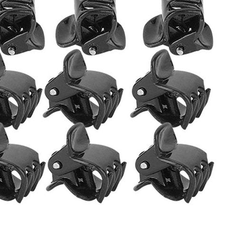 Haosie Mini Hair Clips Set - 100 Stylish Non-Slip Black Plastic Claw, Jaw Clips, Crown Claws and Clamps Hair Accessories for Girls and Women