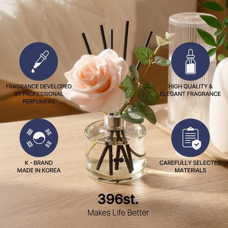396 St. Rose Flower Reed Diffuser - Vanilla Lavender, 200ml (6.7oz) | Elegant Home Fragrance Decor