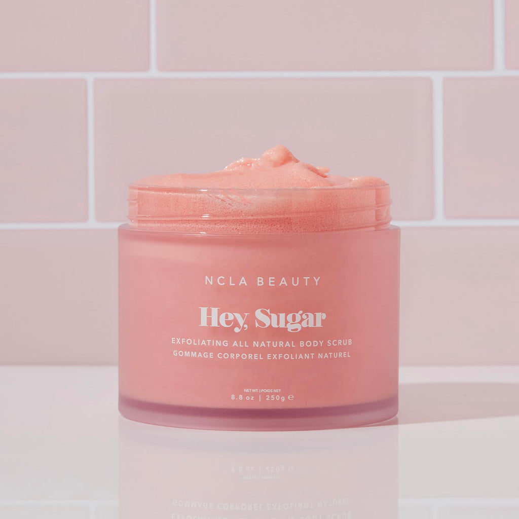 NCLA Beauty Hey Sugar All Natural Body Scrub - Moisturizing, Exfoliating Sugar Scrub - Shea, Cocoa, and Mango Butters - Pink Grapefruit - 8.8 oz
