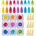 MOEPAK 9 Colors Pat Painting Gel – 6ml Each Ombre Gel Nail Polish Set With Sponge, Stamping Gel, High Pigment Nail Art Paint for Gradient, Aura Nail, 3D Carving, DIY Salon manicure