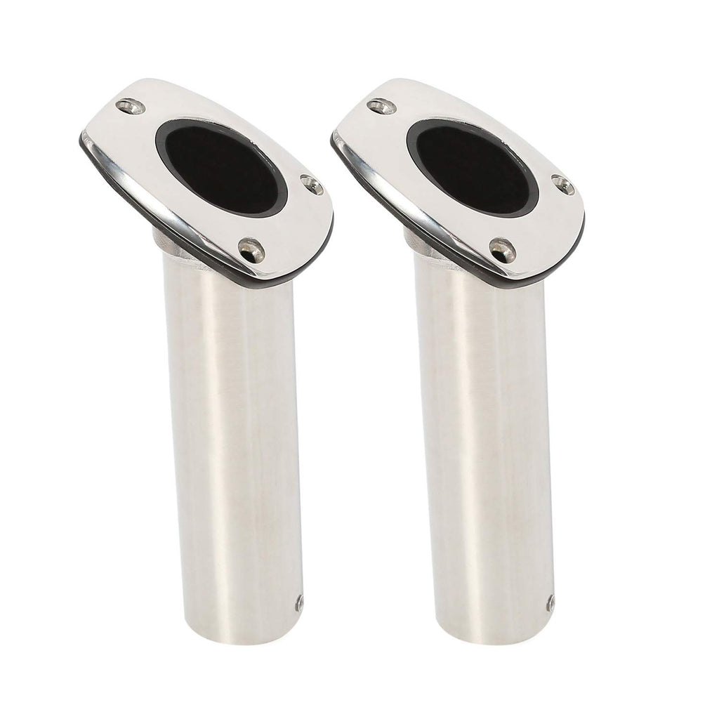 NovelBee 2-Pack Heavy Duty 316 Stainless Steel Fishing Rod Holders Flush Mount 30 Degree withLiner,Gasket (Without Cap)