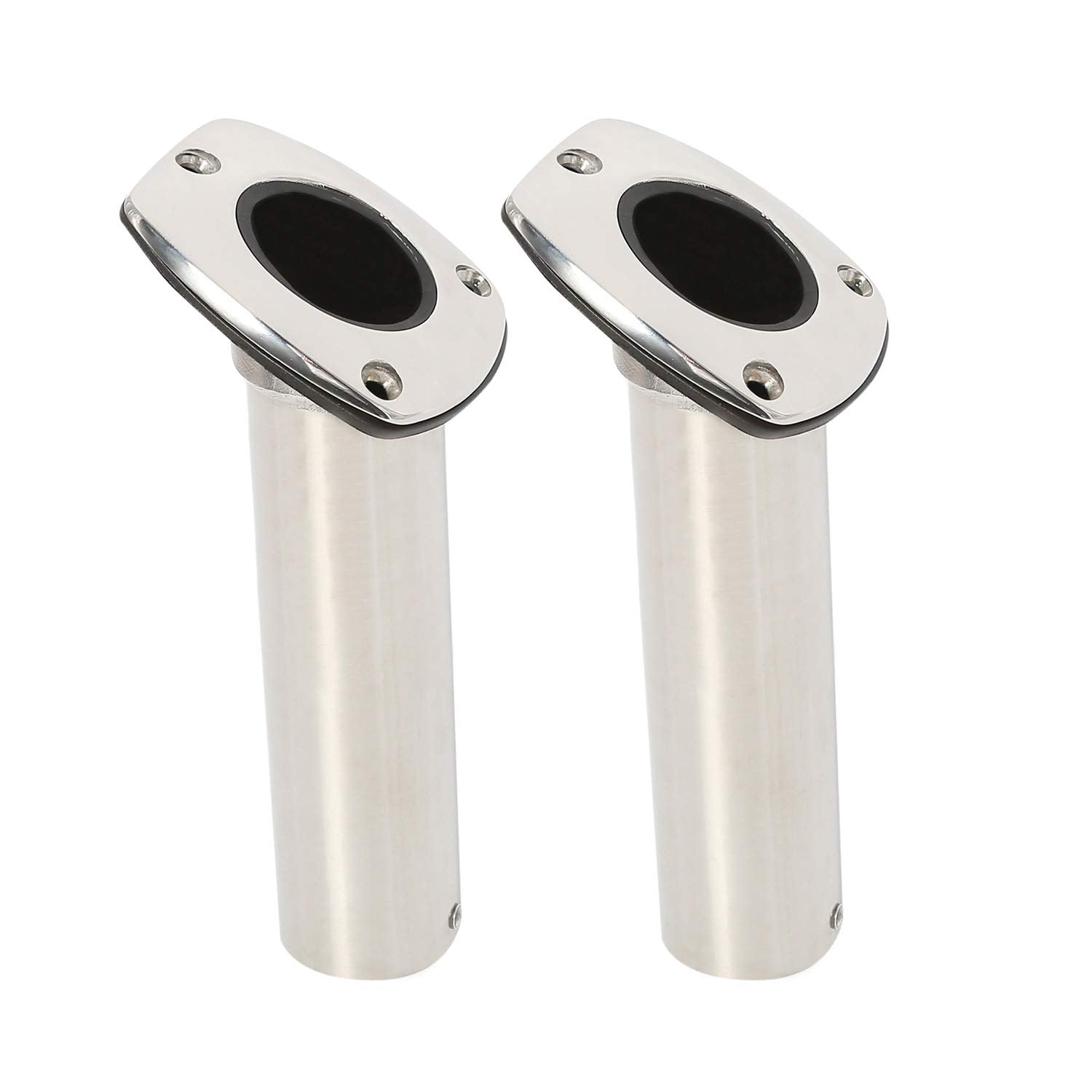 NovelBee 2-Pack Heavy Duty 316 Stainless Steel Fishing Rod Holders Flush Mount 30 Degree withLiner,Gasket (Without Cap)