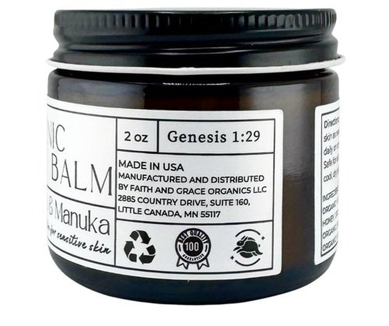 Faith and Grace Organics Beef Tallow Balm for Skin, Organic Tallow Cream with Vanilla and Manuka Honey, All-purpose Moisturizer for Face and Body- 2 oz