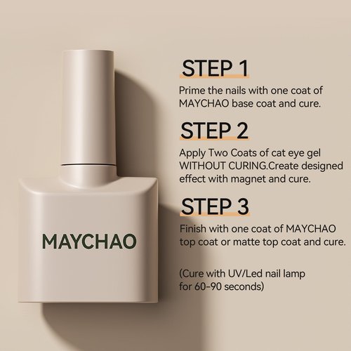 MAYCHAO 15ML Crystal Glassy Nude Cat Eye Gel Nail Polish 1Pc Silk Nude Cat Eye Gel Polish Soak off Holographic Magnetic Nail Polish for Nail Art Manicure Salon DIY at Home, 0.5 OZ
