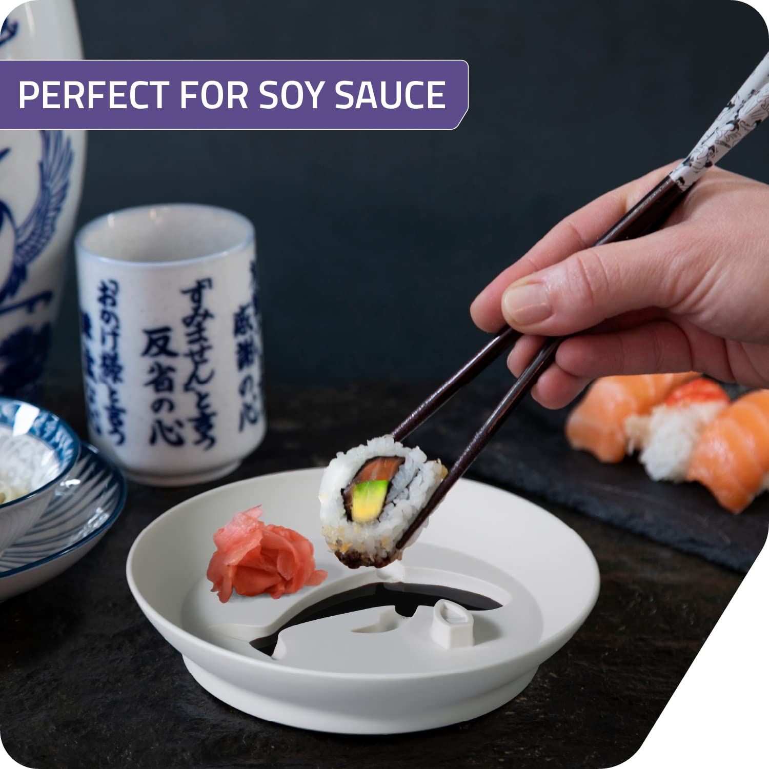 PELEG DESIGN Sea Whale Dipping Dish - Balsamic & Olive Oil, Soy Sauce Plate - Round Dipping Bowl - Wheat