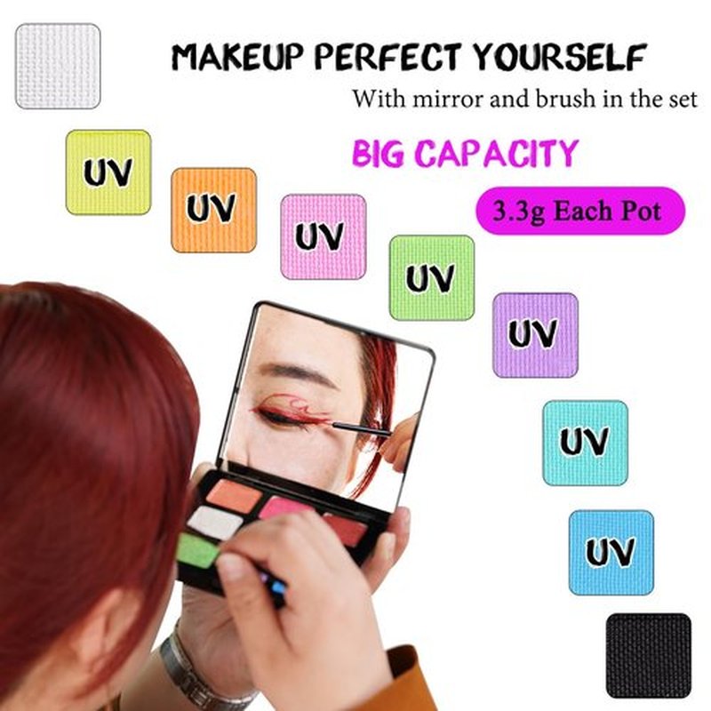Bowitzki 9 Colors Water Activated Eyeliner Hydra Liner Graphic Cake Aqua Eye Liner Retro Makeup Pastel UV Glow Color Neon Face Body Paint (25 Pastel Color)