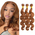 Color 30 Human Hair Bundles Light Brown Body Wave Bundles 14 16 18 Inch 10A Grade Unprocessed Brazilian Virgin Light Brown Bundle Human Hair Weave for Women