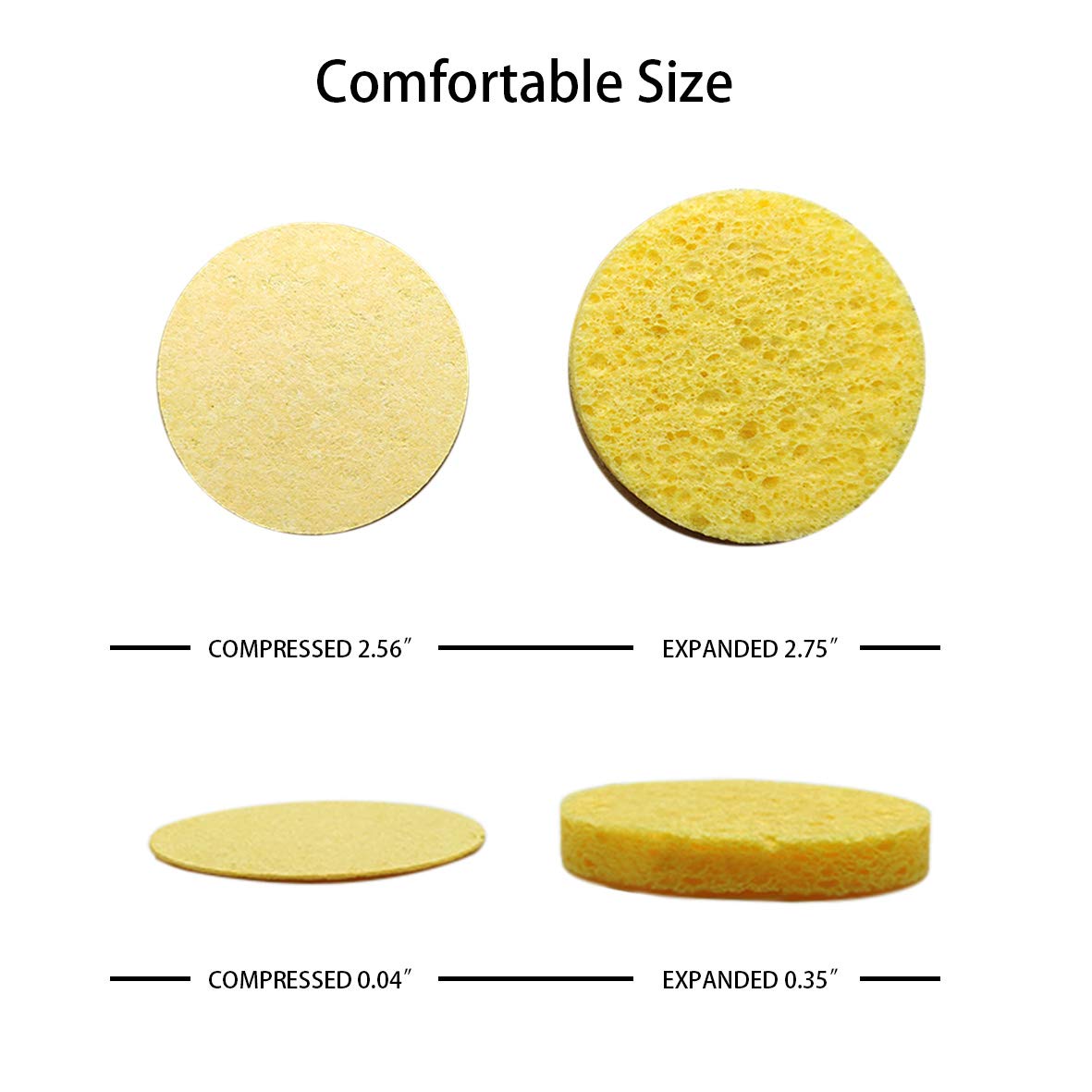 Facial Sponges (60 Count) for Natural Beauty, Exfoliation, and Deep Facial Cleansing | White and Beige Sponges Included, 2 Different Shapes for Choice | 100% Cellulose Facial Sponges by Greenet