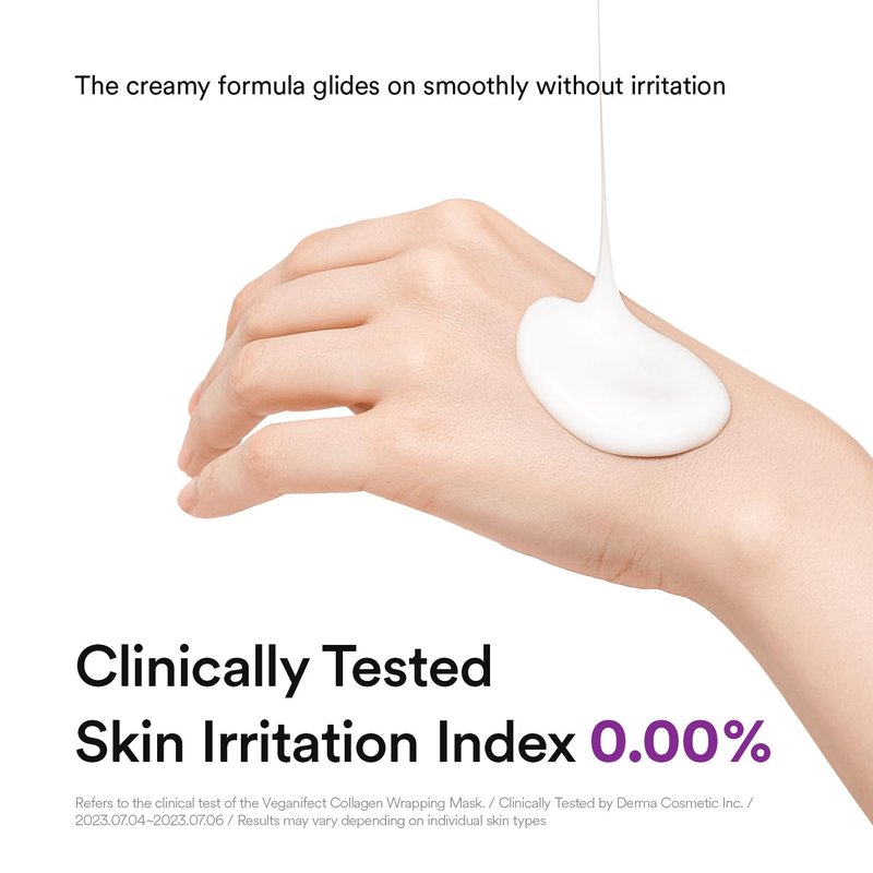 VEGANIFECT Collagen Wrapping Peel Off Facial Cream Mask with Jelly Brush, For Elasticity, Hydrating, Hydrolyzed Collagen & Peptide, Glass Skin, Korean Skincare, 2.73 Fl Oz