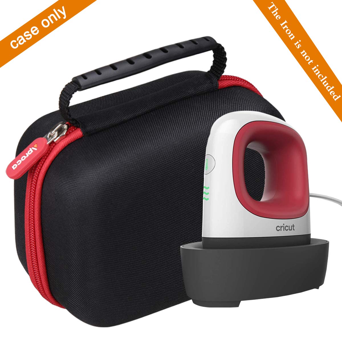 Aproca Case Compatible with Cricut EasyPress Mini Heat Press, Storage Portable Bag for Machine and Accessories -Black with Red Zipper (Case Only)