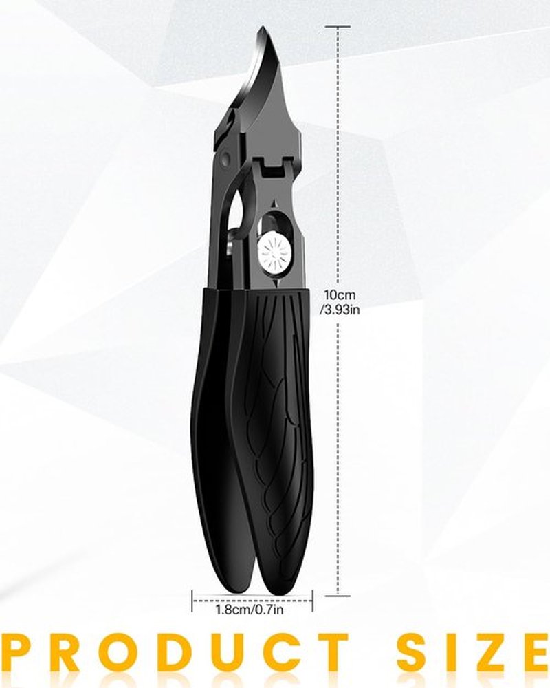 BEZOX Curved Toe Nail Clippers for Ingrown & Thick Nails - Stylish Heavy Duty Toenails Clipper for Seniors, Angled Precision Blade Fingernails Clipper - Black