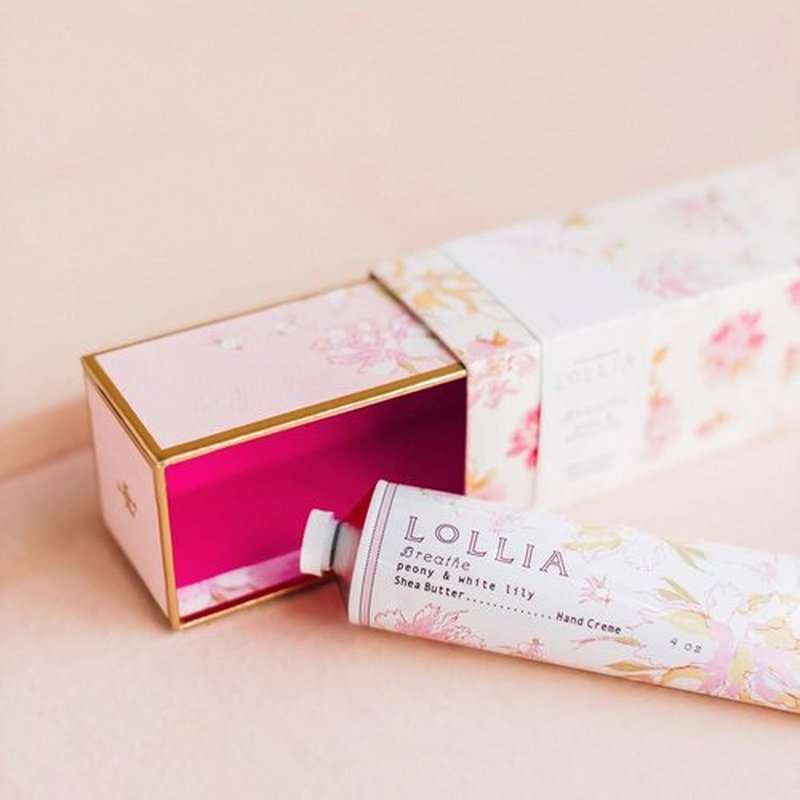 Lollia Hand Cream - Peony & White Lily Scented Moisturizing Lotion | 4 oz Quick-Absorbing Formula