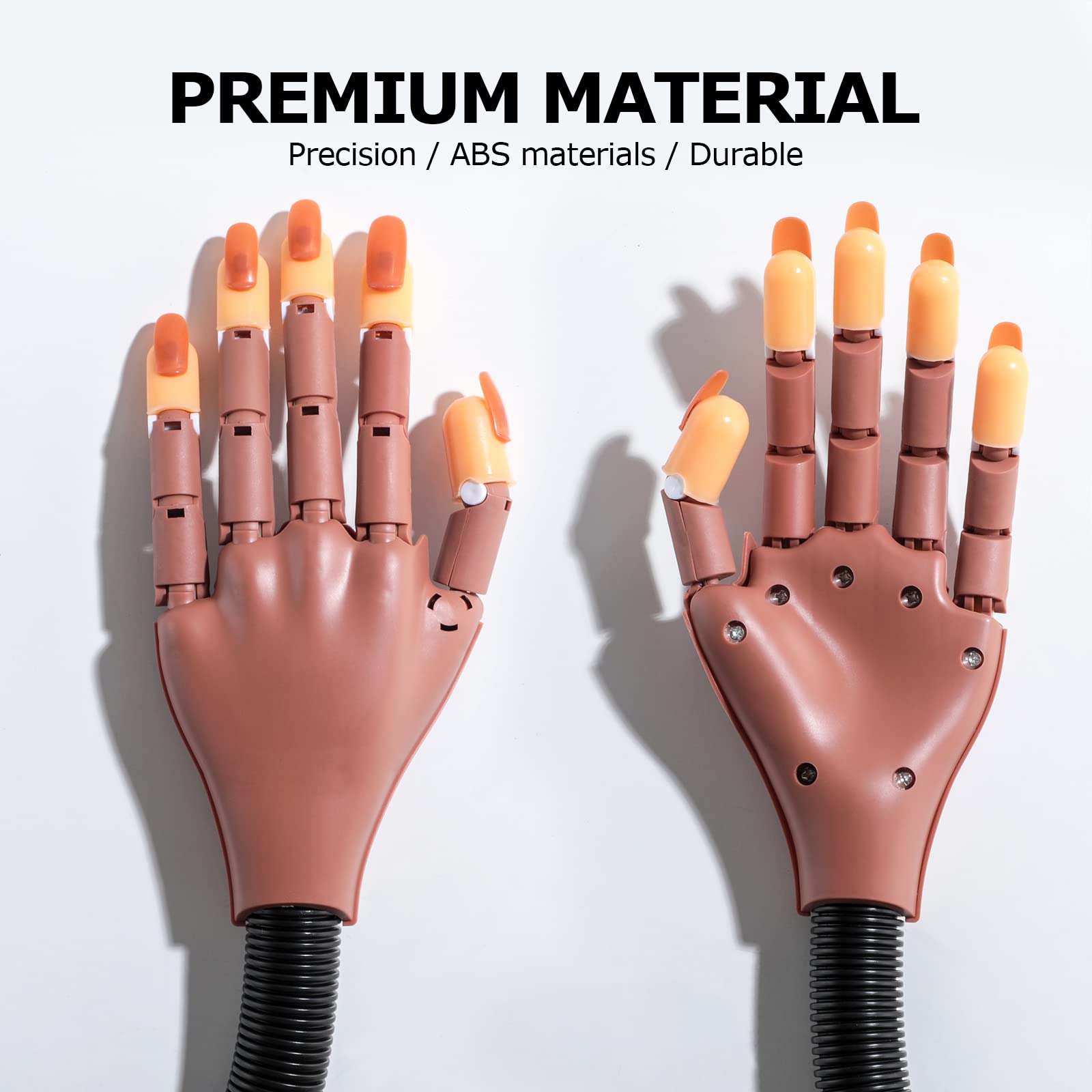 Yiesoum Practice Hand for Acrylic Nails, Flexible Never Fall Off Nail Trainning Adjustable Hands Kits, Fake Hands for Nail Practice, Nail Display Manicure, Movable Nail Maniquin Hand(100PCS Nail Tips)