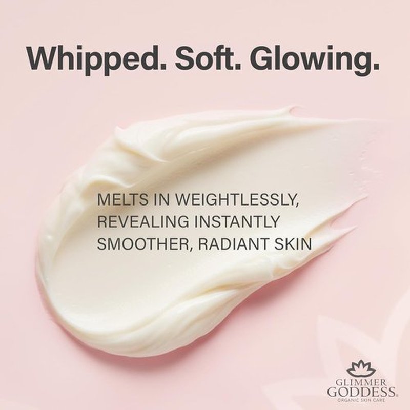 Glimmer Goddess Organic Whipped Body Butter - Hydrating Moisturizer with Shea & Cocoa Butter | Lavender & Lemon, 8oz