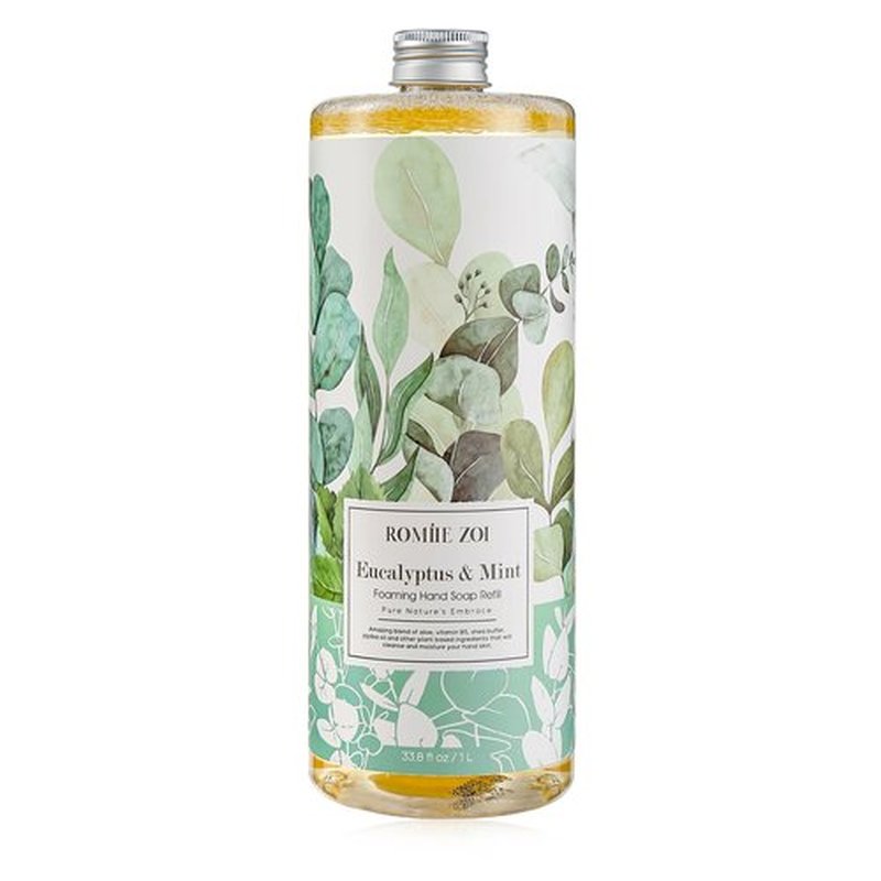 ROMIIE ZOI Foaming Hand Soap Refill, Eucalyptus & Mint, Gentle & Moisturizing Formula, 1 L/ 33.8 FL OZ